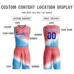 Red Blue-Royal Gradient Slash Basketball Jersey 3