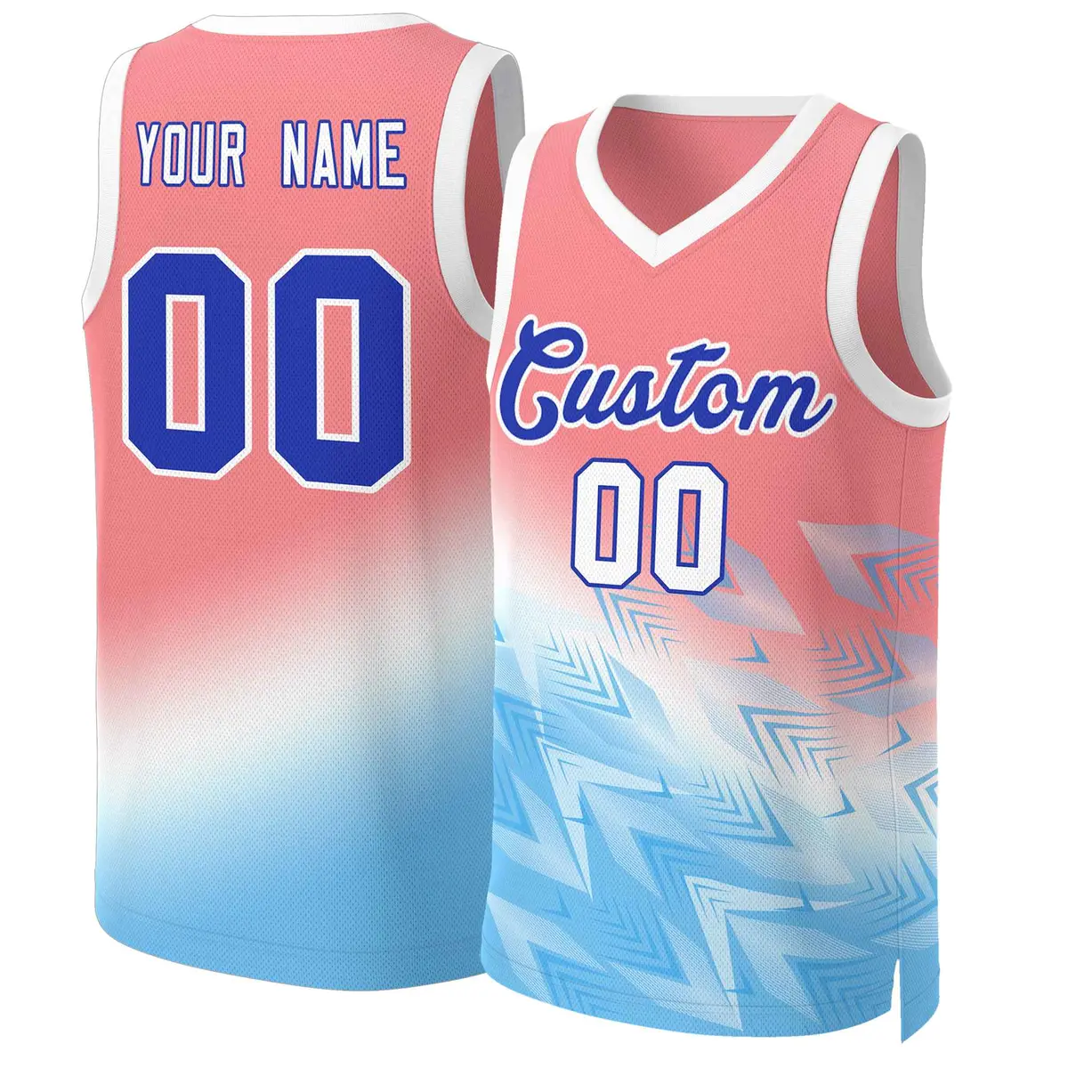 Red Blue-Royal Gradient Slash Fashion Basketball Jersey