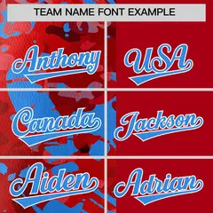 Red Blue Split Graffiti Raglan Sleeve Baseball Jersey 3