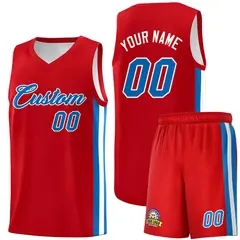 Red Blue-White Classic Sports Uniform Basketball Jersey Set
