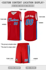Red Blue-White Classic Sports Uniform Basketball Jersey Set 2
