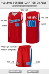 Red Blue-White Classic Sports Uniform Basketball Jersey Set 2