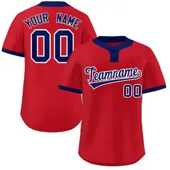 Red Blue-White Classic Style Two-Button Softball Jersey 1