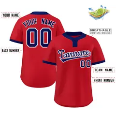 Red Blue-White Classic Style Two-Button Softball Jersey 2
