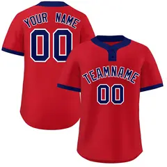 Red Blue-White Classic Style Two-Button Softball Jersey
