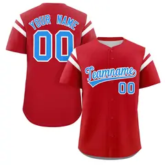 Red Blue-White Full Button Classic Baseball Jersey