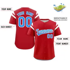 Red Blue-White Full Button Classic Baseball Jersey 2
