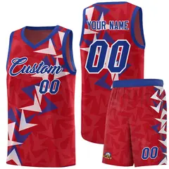 Red Boomerang Pattern Basketball Jersey 1