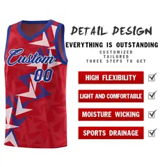 Red Boomerang Pattern Basketball Jersey 2