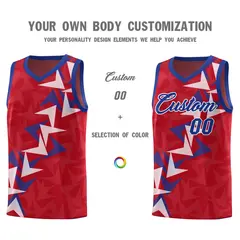 Red Boomerang Pattern Basketball Jersey 3