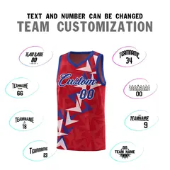 Red Boomerang Pattern Basketball Jersey 4