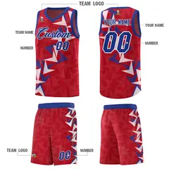 Red Boomerang Pattern Basketball Jersey 5