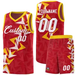 Red Boomerang Pattern Basketball Jersey 1