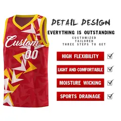 Red Boomerang Pattern Basketball Jersey 2