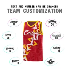 Red Boomerang Pattern Basketball Jersey 4