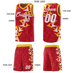 Red Boomerang Pattern Basketball Jersey 5