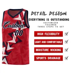 Red Boomerang Pattern Basketball Jersey 2