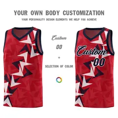 Red Boomerang Pattern Basketball Jersey 3