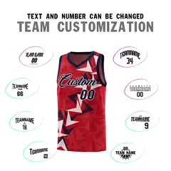 Red Boomerang Pattern Basketball Jersey 4