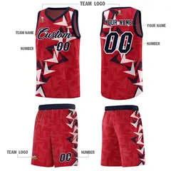 Red Boomerang Pattern Basketball Jersey 5