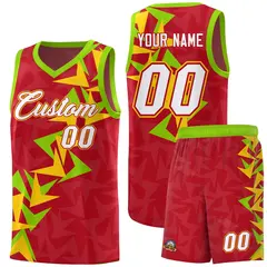 Red Boomerang Pattern Basketball Jersey 1