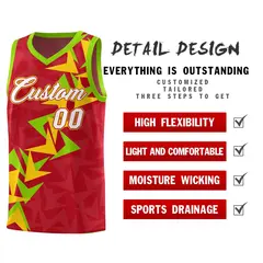Red Boomerang Pattern Basketball Jersey 2