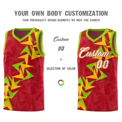 Red Boomerang Pattern Basketball Jersey 3
