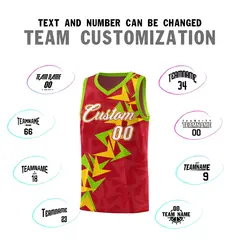 Red Boomerang Pattern Basketball Jersey 4