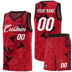 Red Boomerang Pattern Basketball Jersey 1