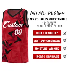 Red Boomerang Pattern Basketball Jersey 2
