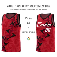 Red Boomerang Pattern Basketball Jersey 3