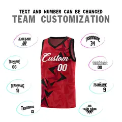 Red Boomerang Pattern Basketball Jersey 4