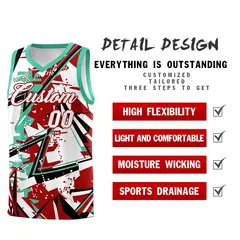 Red Bright Green Abstract Graffiti Basketball Jersey 2