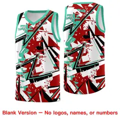 Red Bright Green Abstract Graffiti Basketball Jersey 6