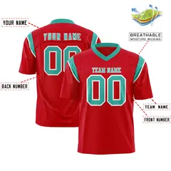 Red Bright Green Shoulder Cut Two-Tone Flag Football Jersey 2