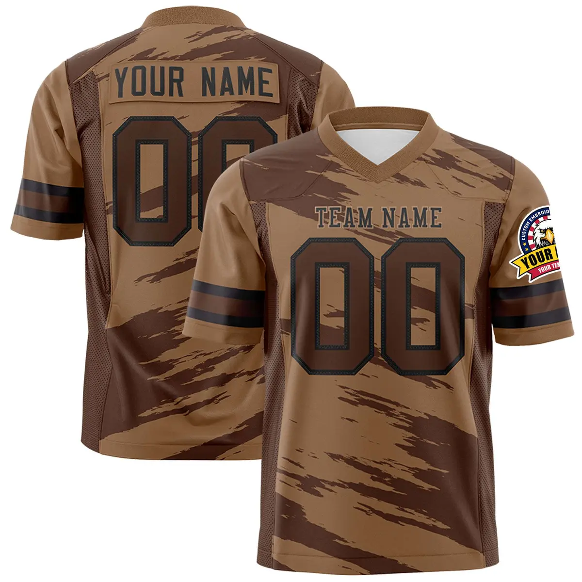 Red Brown Brown Scratch Pattern Authentic Football Jersey