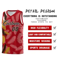 Red Brown Feather Series Graffiti Pattern Basketball Jersey 2