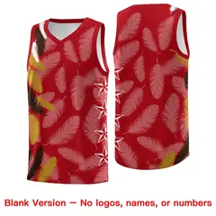 Red Brown Feather Series Graffiti Pattern Basketball Jersey 6