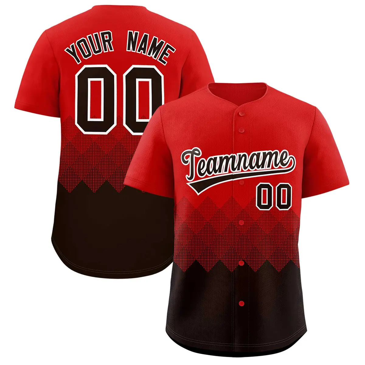 Red Brown Grid Blur Pattern Baseball Jersey