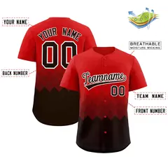Red Brown Grid Blur Pattern Baseball Jersey 2