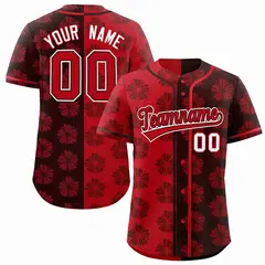 Red Brown Split Flower Graffiti Authentic Baseball Jersey 1
