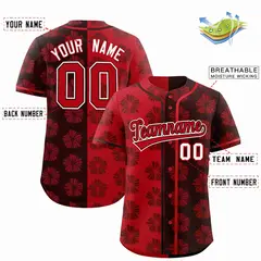 Red Brown Split Flower Graffiti Authentic Baseball Jersey 2
