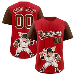 Red Brown Stripe Animals Graffiti Raglan Baseball Jersey