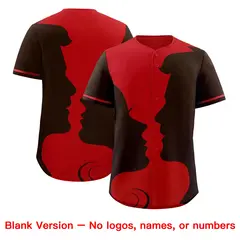 Red Brown Valentine's Day Couple Silhouettes Baseball Jersey 2