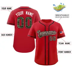 Red Camo Font Authentic Baseball Jersey 2