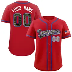 Red Camo Font Authentic Baseball Jersey