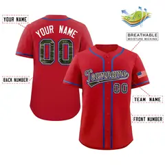 Red Camo Font Authentic Baseball Jersey 2