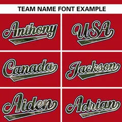 Red Camo Font Authentic Baseball Jersey 3