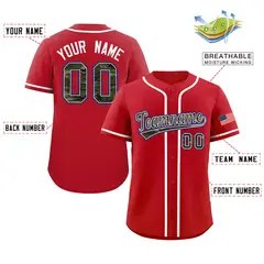 Red Camo Font Authentic Baseball Jersey 2