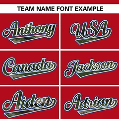 Red Camo Font Authentic Baseball Jersey 3